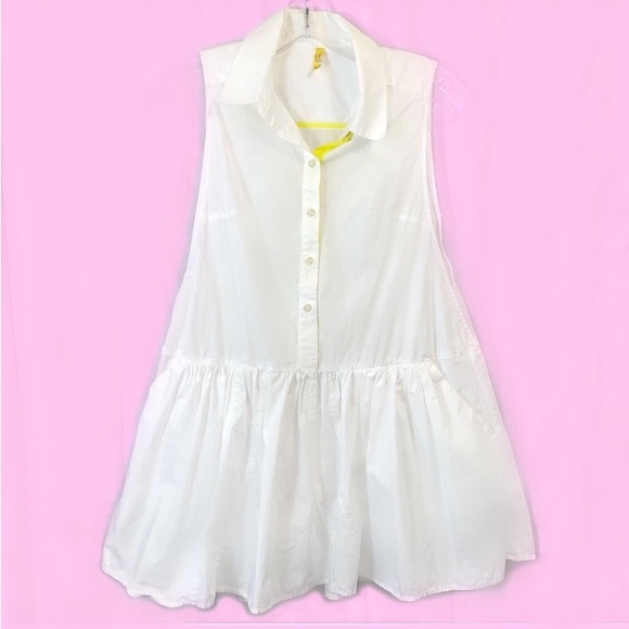 Free People Cotton poplin Boho Tunic white with pockets Top. - Picture 2 of 9